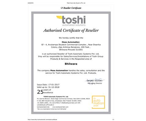 Toshi Dealer Certificate